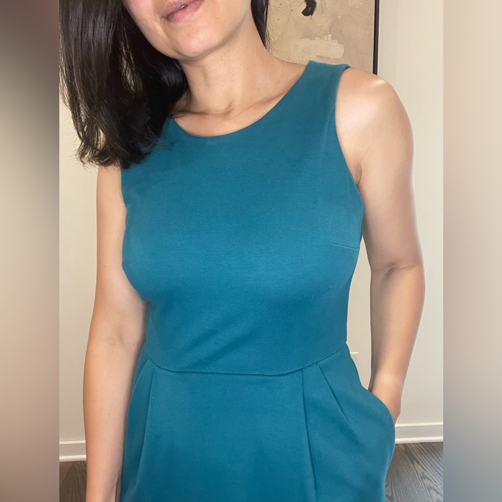 MADEWELL The Anywhere Fit and Flare Sleeveless Mini Dress, Teal Green Size XS
